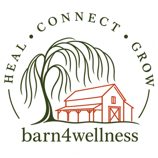 Barn4Wellness logo with a weeping willow and historic barn