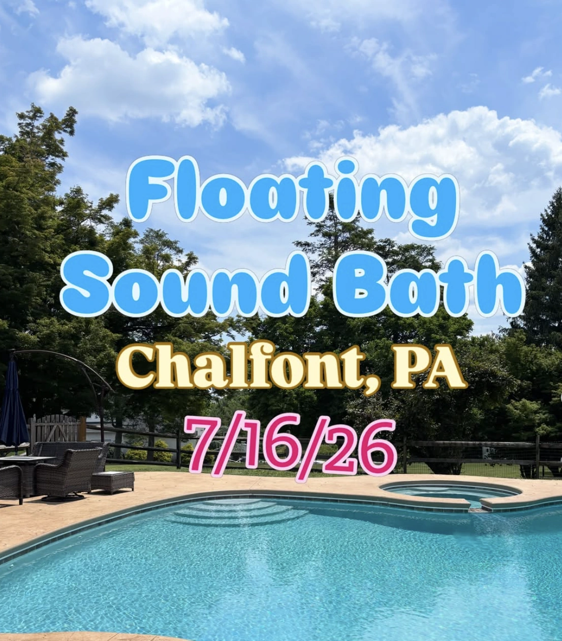 Organizer flyer for Floating Sound Bath; confirm current details with the organizer