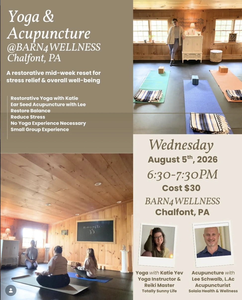 Historical flyer for Yoga & Acupuncture, not an upcoming event